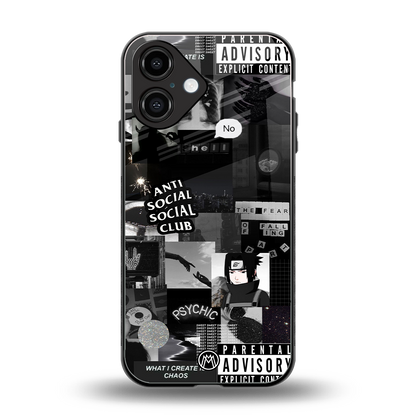 anti social social club dark edition back phone cover | glass case for iphone 16