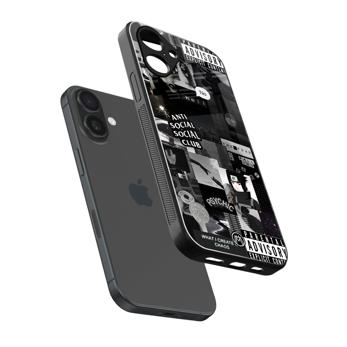 anti social social club dark edition back phone cover | glass case for iphone 16