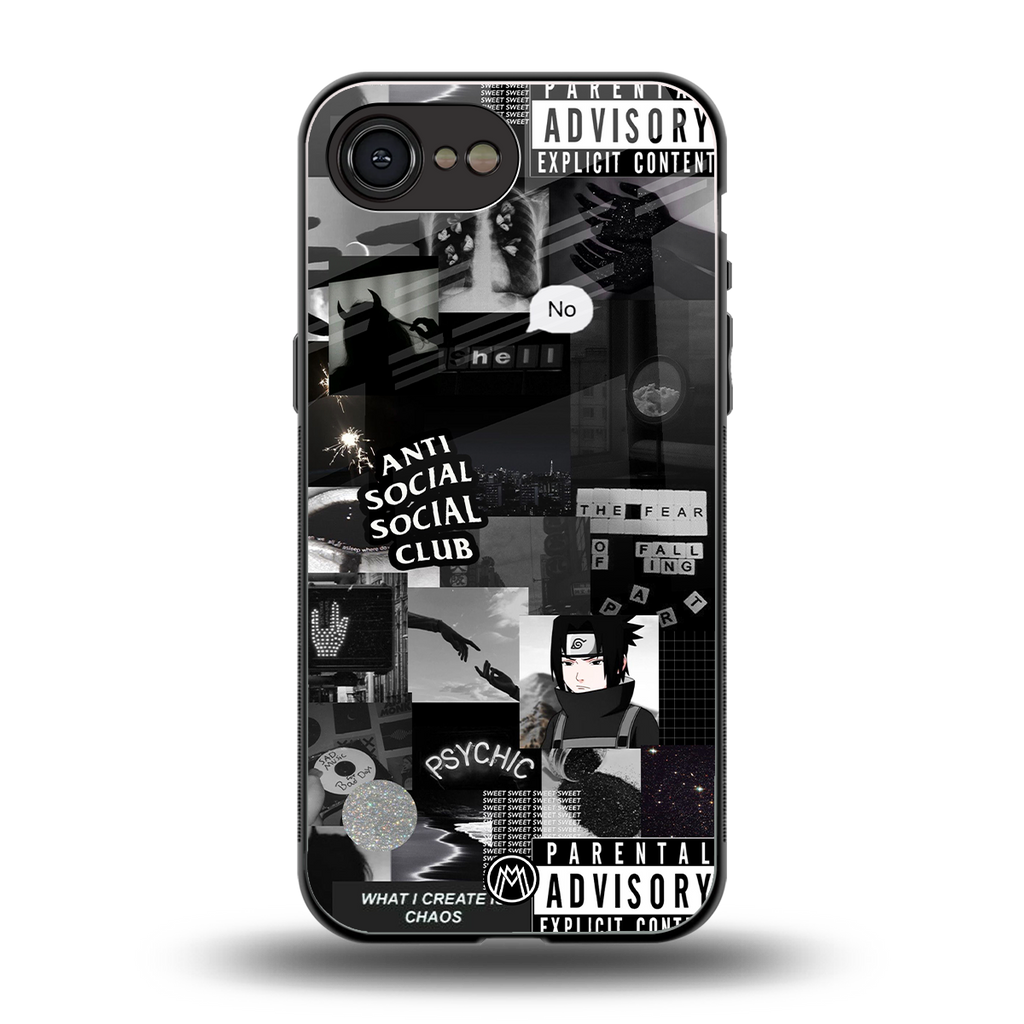 anti social social club dark edition back phone cover | glass case for iphone 16e