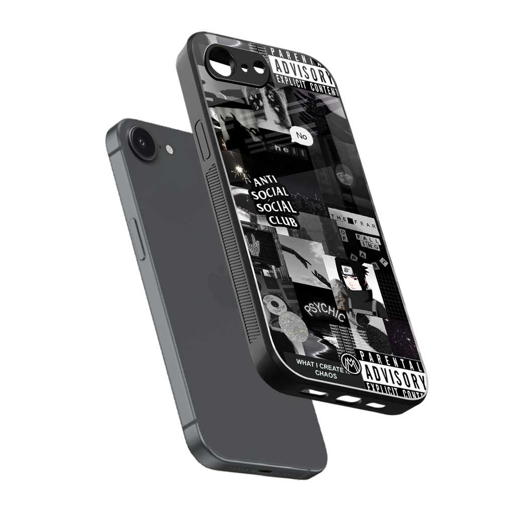 anti social social club dark edition back phone cover | glass case for iphone 16e