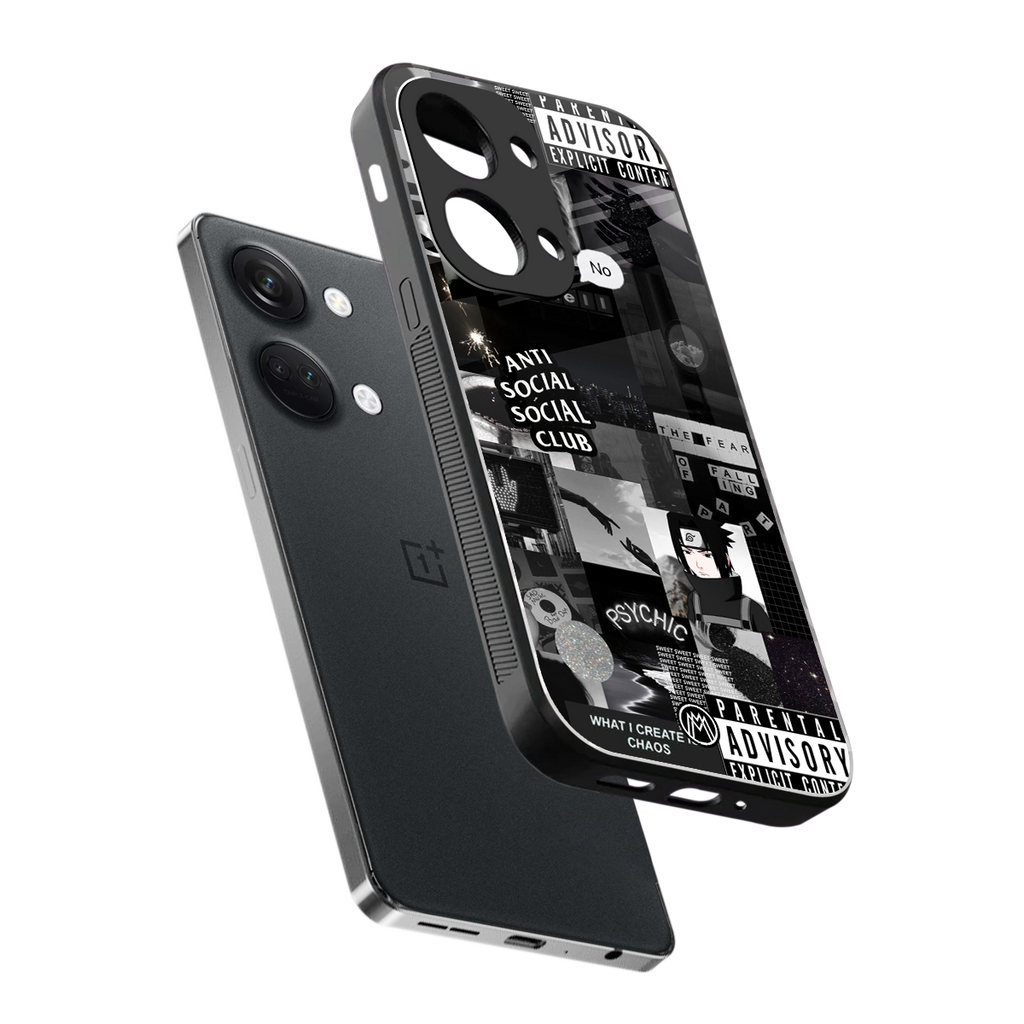 anti social social club dark edition back phone cover | glass case for oneplus nord 3