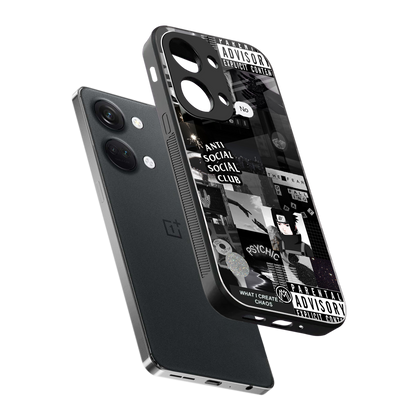 anti social social club dark edition back phone cover | glass case for oneplus nord 3
