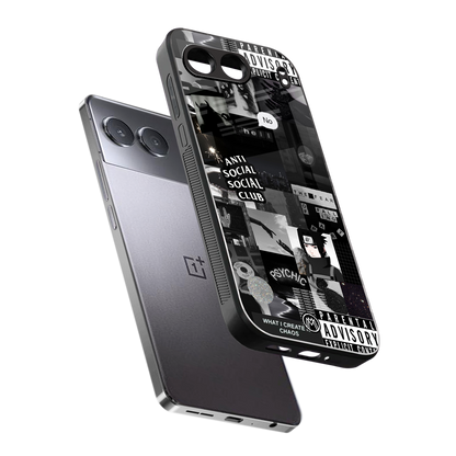 anti social social club dark edition back phone cover | glass case for oneplus nord 4