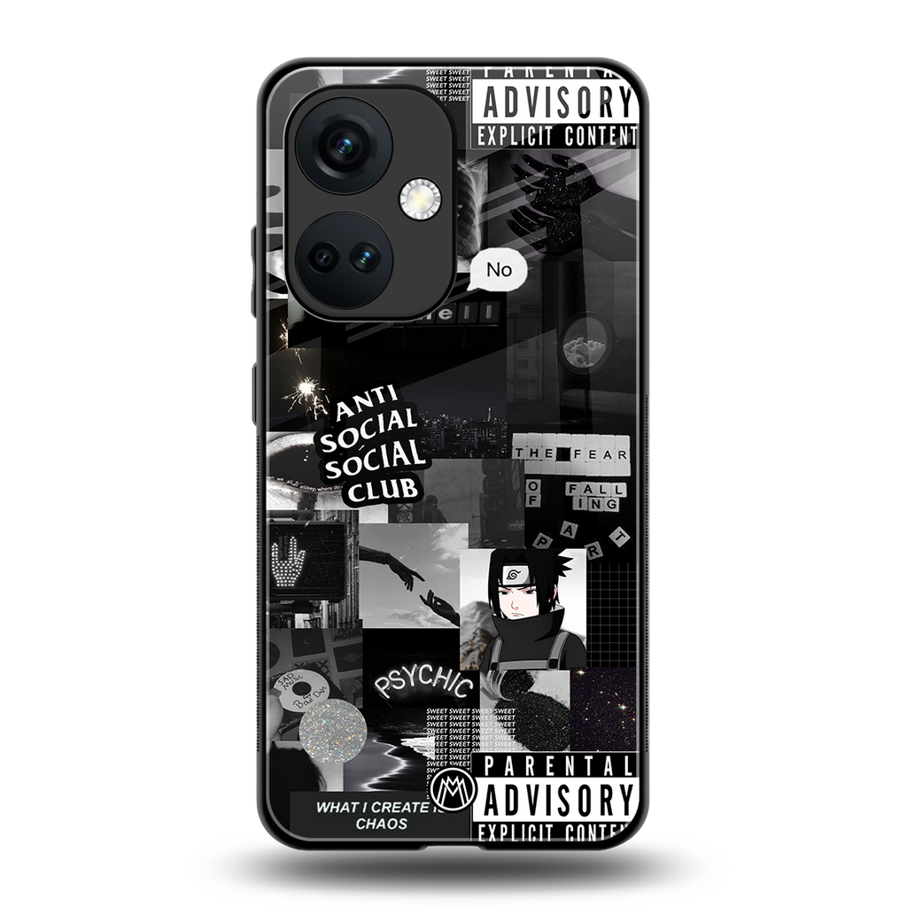 anti social social club dark edition back phone cover | glass case for oneplus nord ce 3