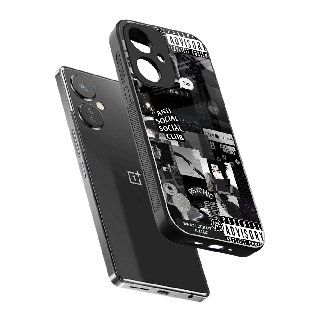 anti social social club dark edition back phone cover | glass case for oneplus nord ce 3