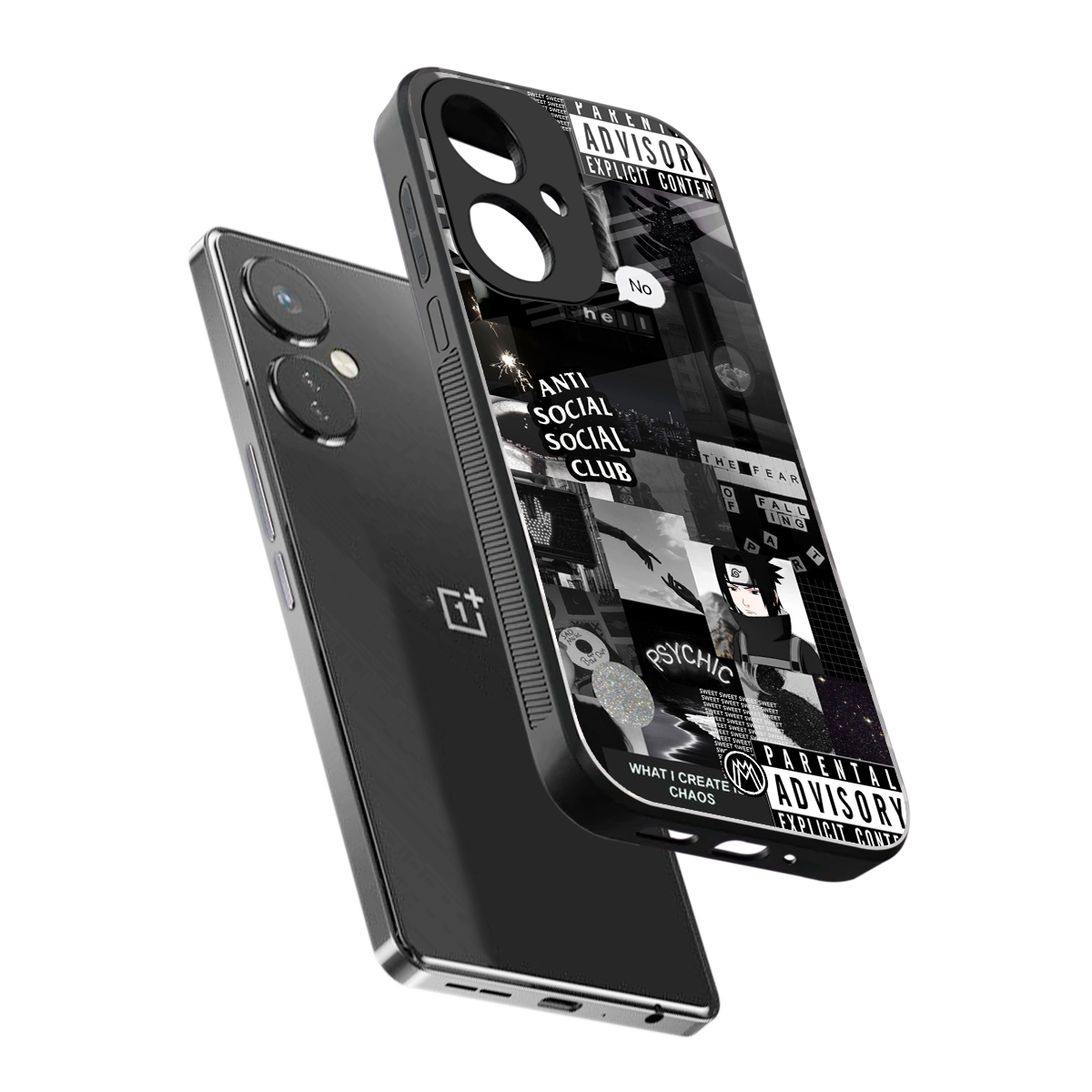 anti social social club dark edition back phone cover | glass case for oneplus nord ce 3