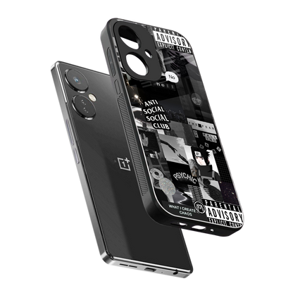 anti social social club dark edition back phone cover | glass case for oneplus nord ce 3