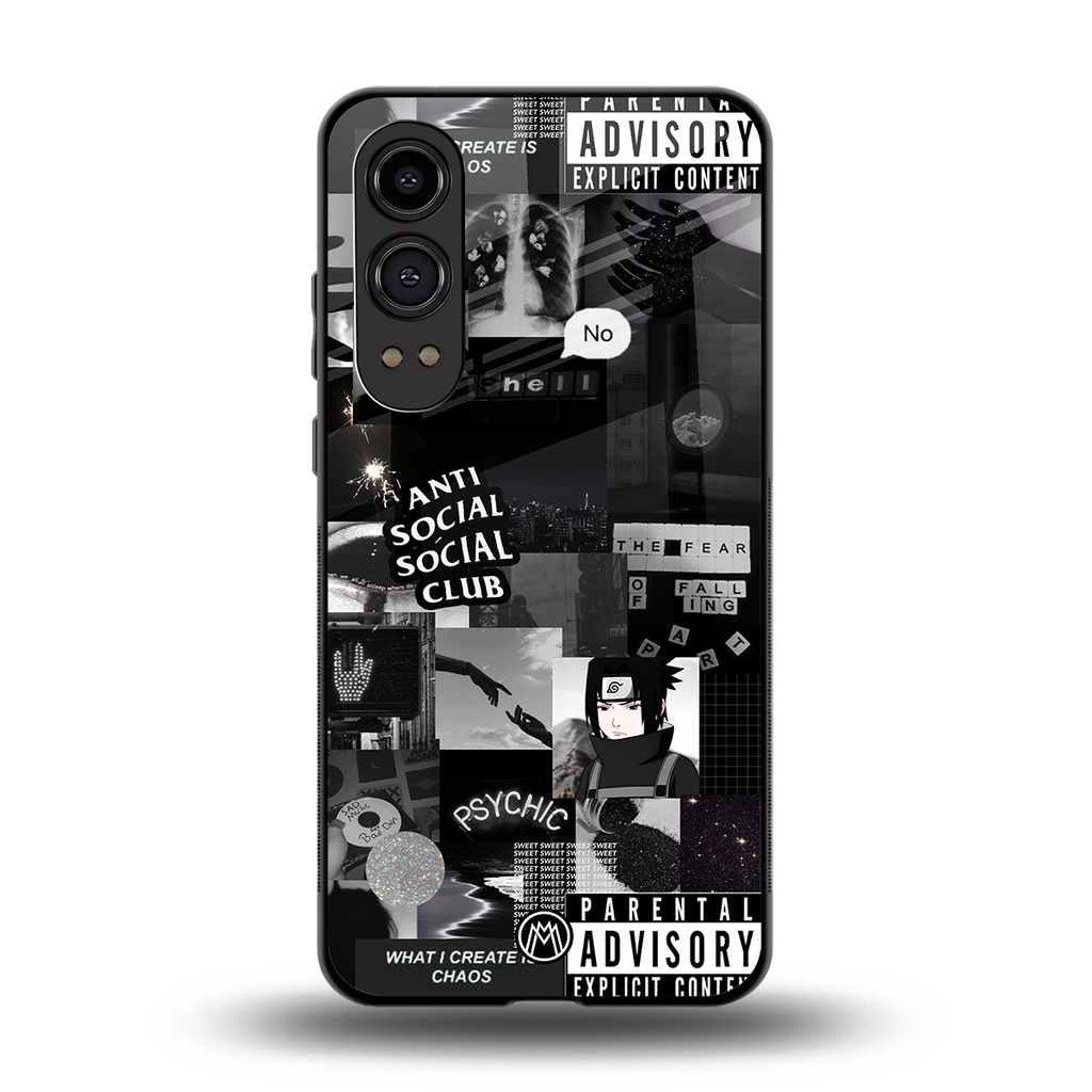 anti social social club dark edition back phone cover | glass case for oneplus nord ce 4 lite