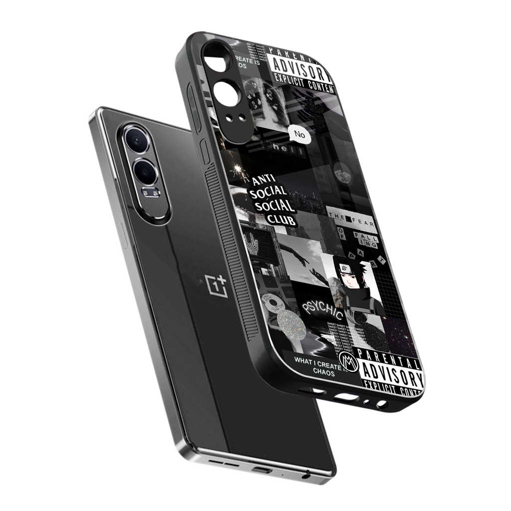 anti social social club dark edition back phone cover | glass case for oneplus nord ce 4 lite