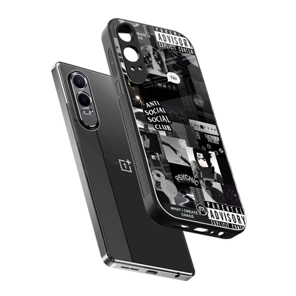 anti social social club dark edition back phone cover | glass case for oneplus nord ce 4 lite
