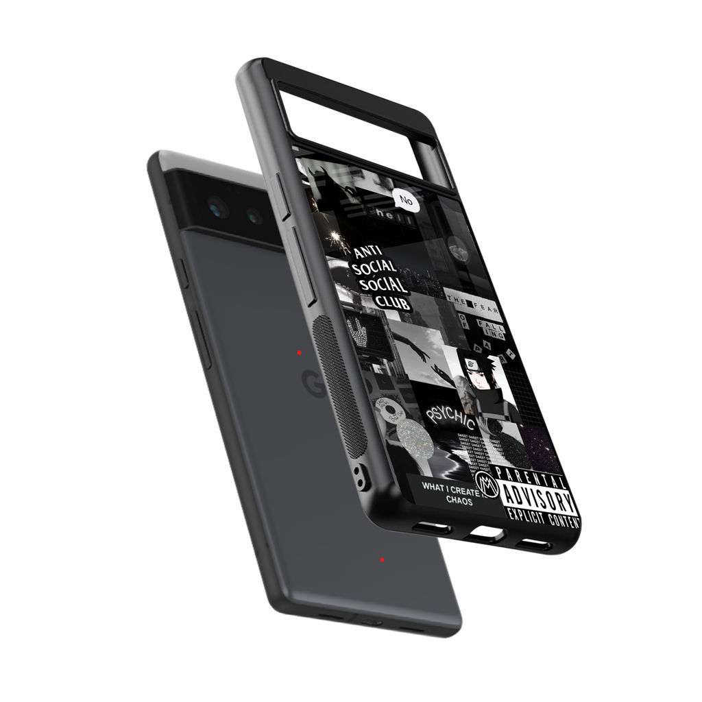 anti social social club dark edition back phone cover | glass case for google pixel 6