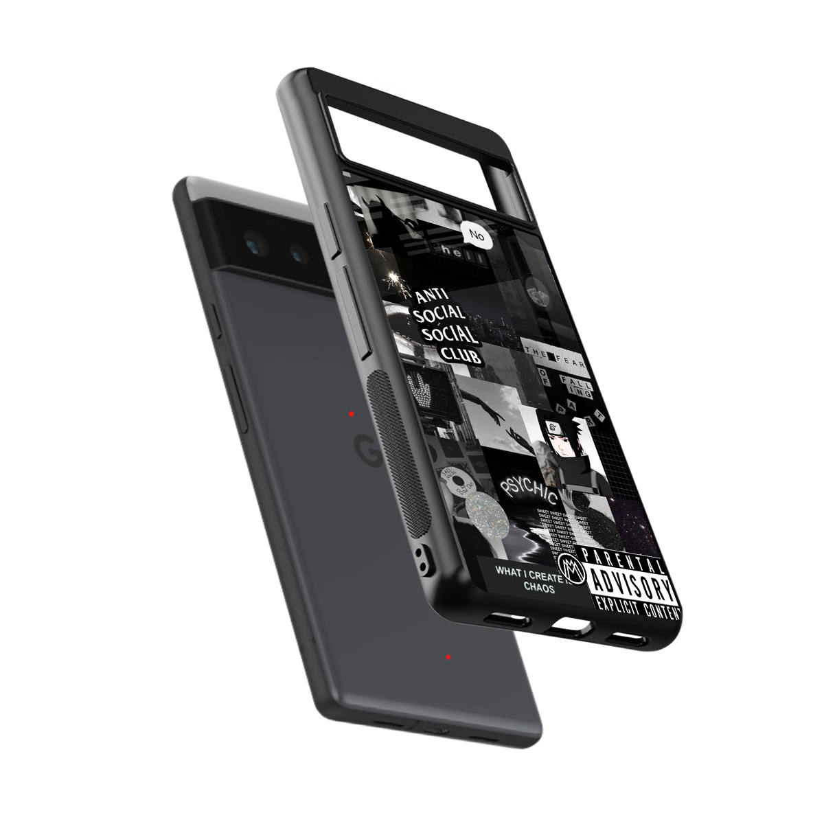 anti social social club dark edition back phone cover | glass case for google pixel 6