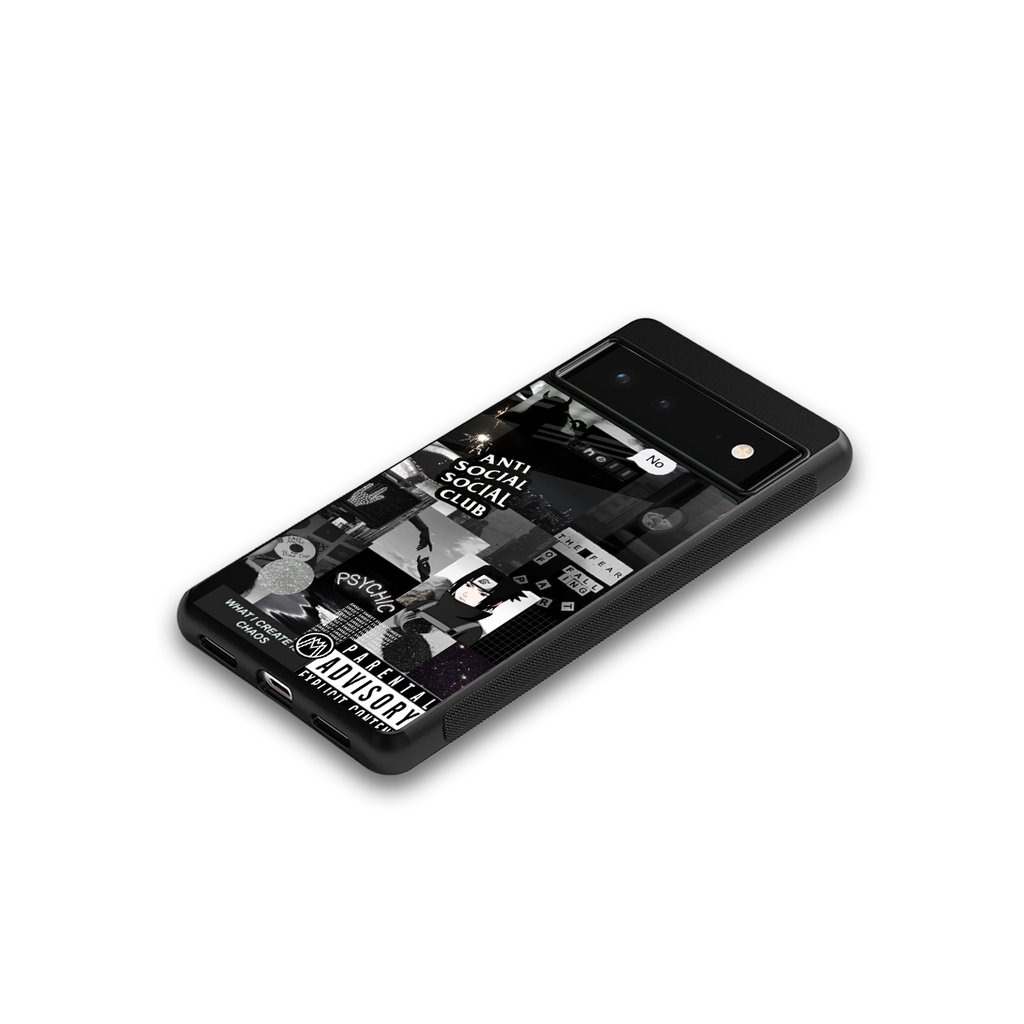 anti social social club dark edition back phone cover | glass case for google pixel 6