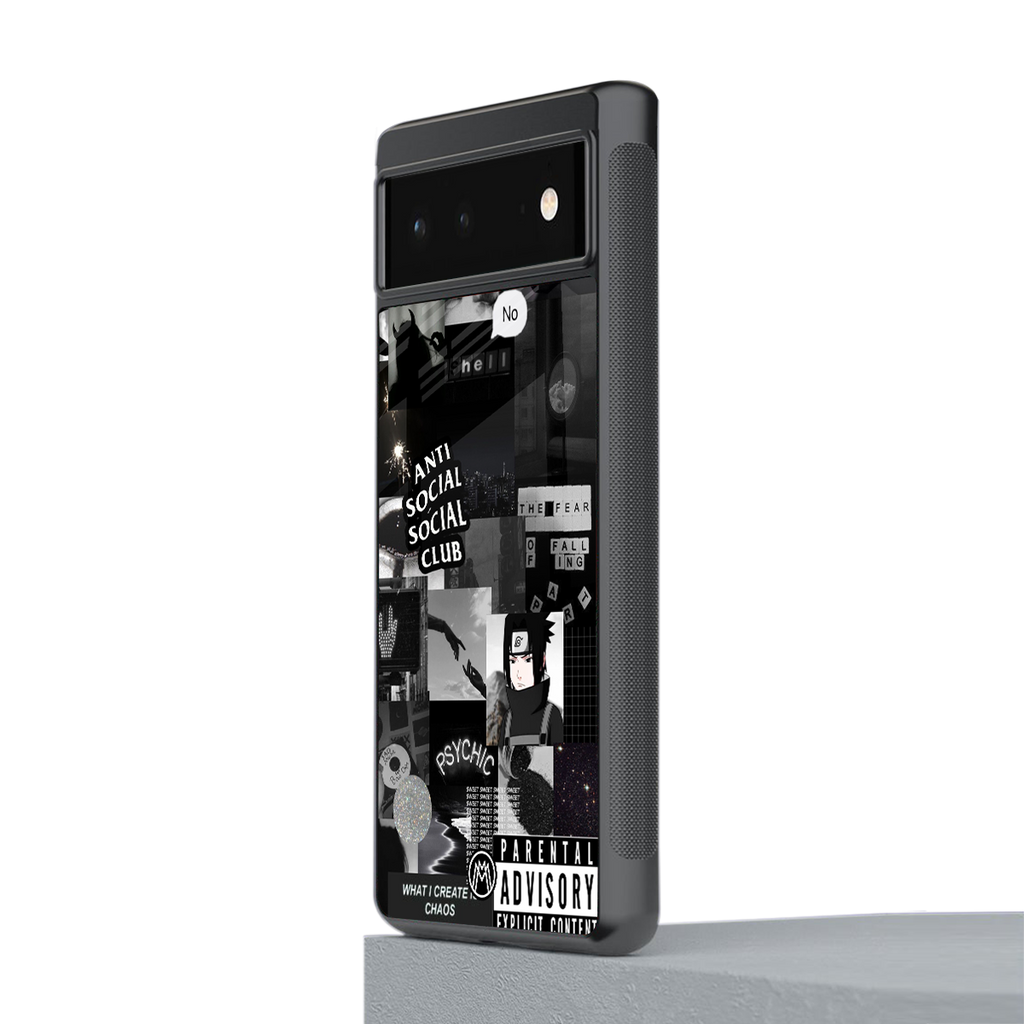 anti social social club dark edition back phone cover | glass case for google pixel 6