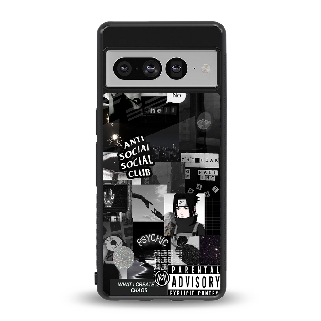 anti social social club dark edition back phone cover | glass case for google pixel 7 pro