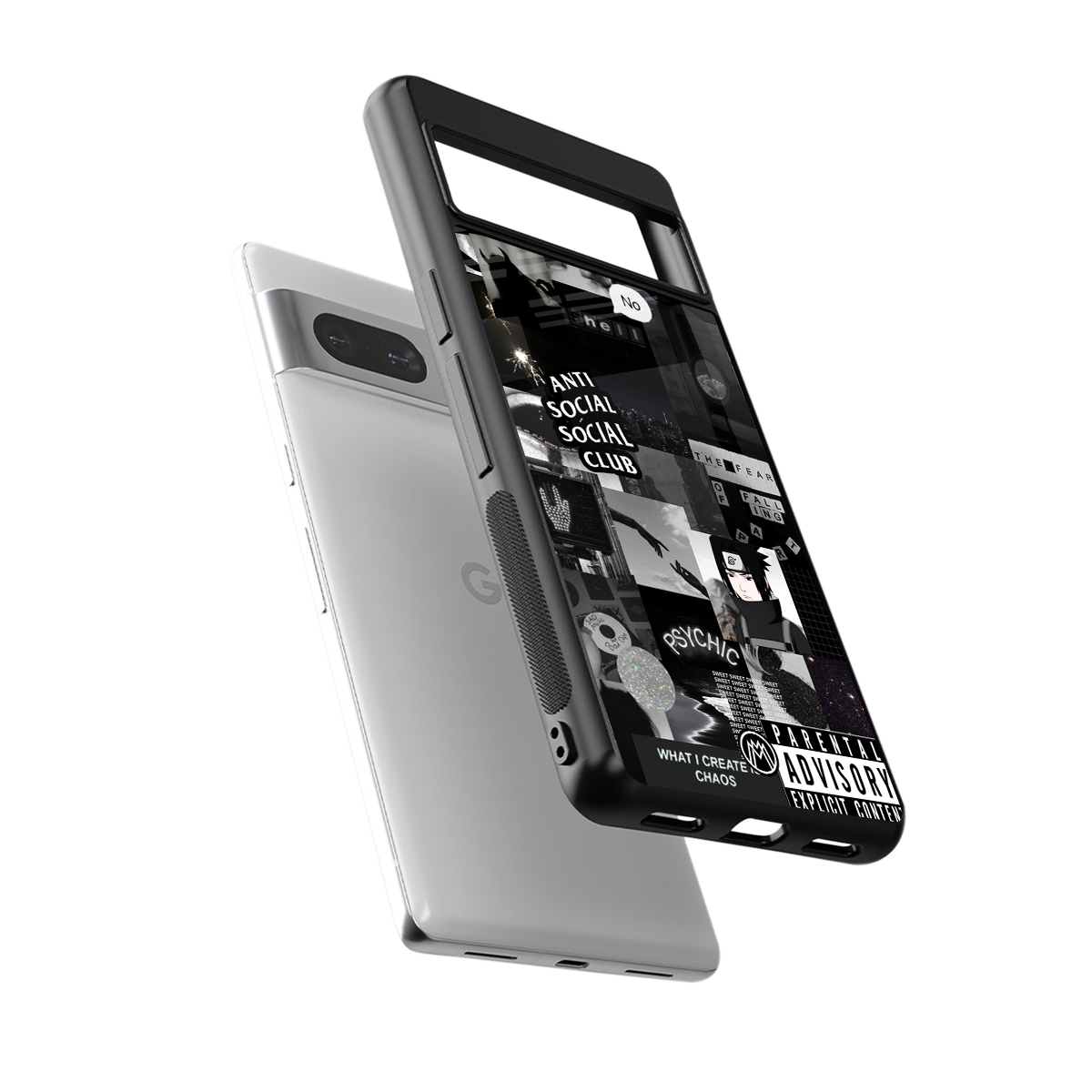 anti social social club dark edition back phone cover | glass case for Google Pixel 7