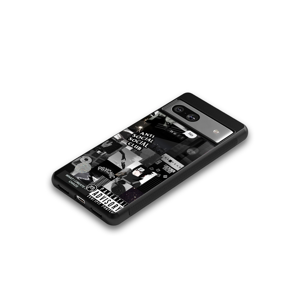 anti social social club dark edition back phone cover | glass case for Google Pixel 7A