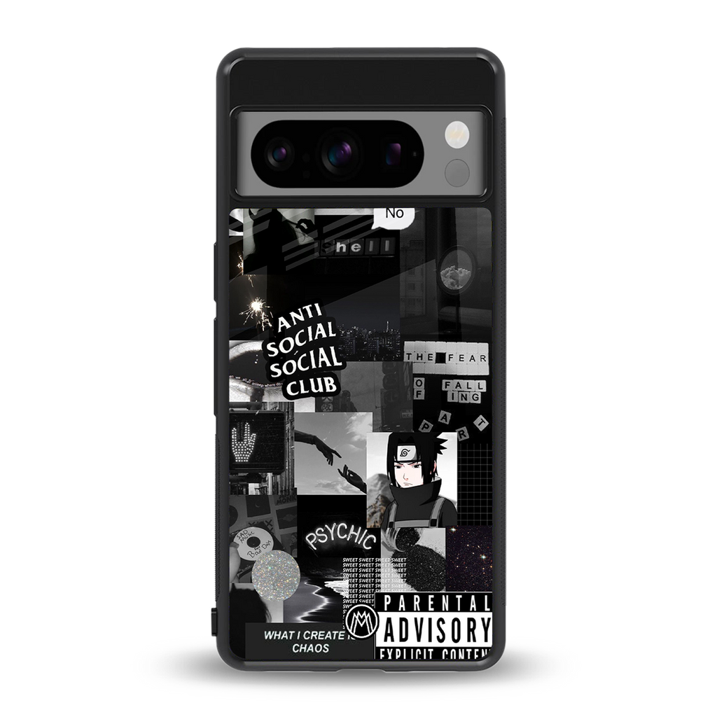 anti social social club dark edition back phone cover | glass case for google pixel 8 pro