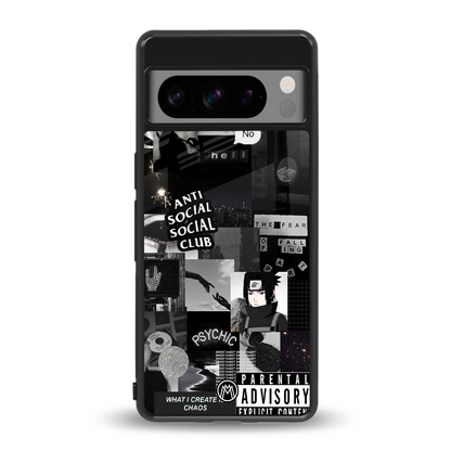 anti social social club dark edition back phone cover | glass case for google pixel 8 pro