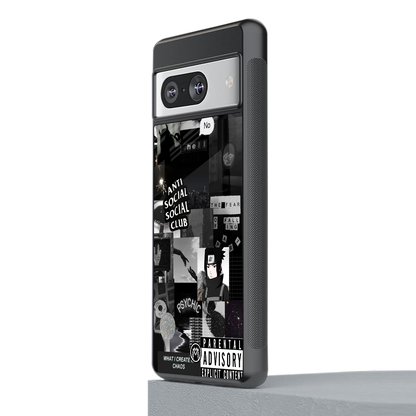 anti social social club dark edition back phone cover | glass case for Google Pixel 8