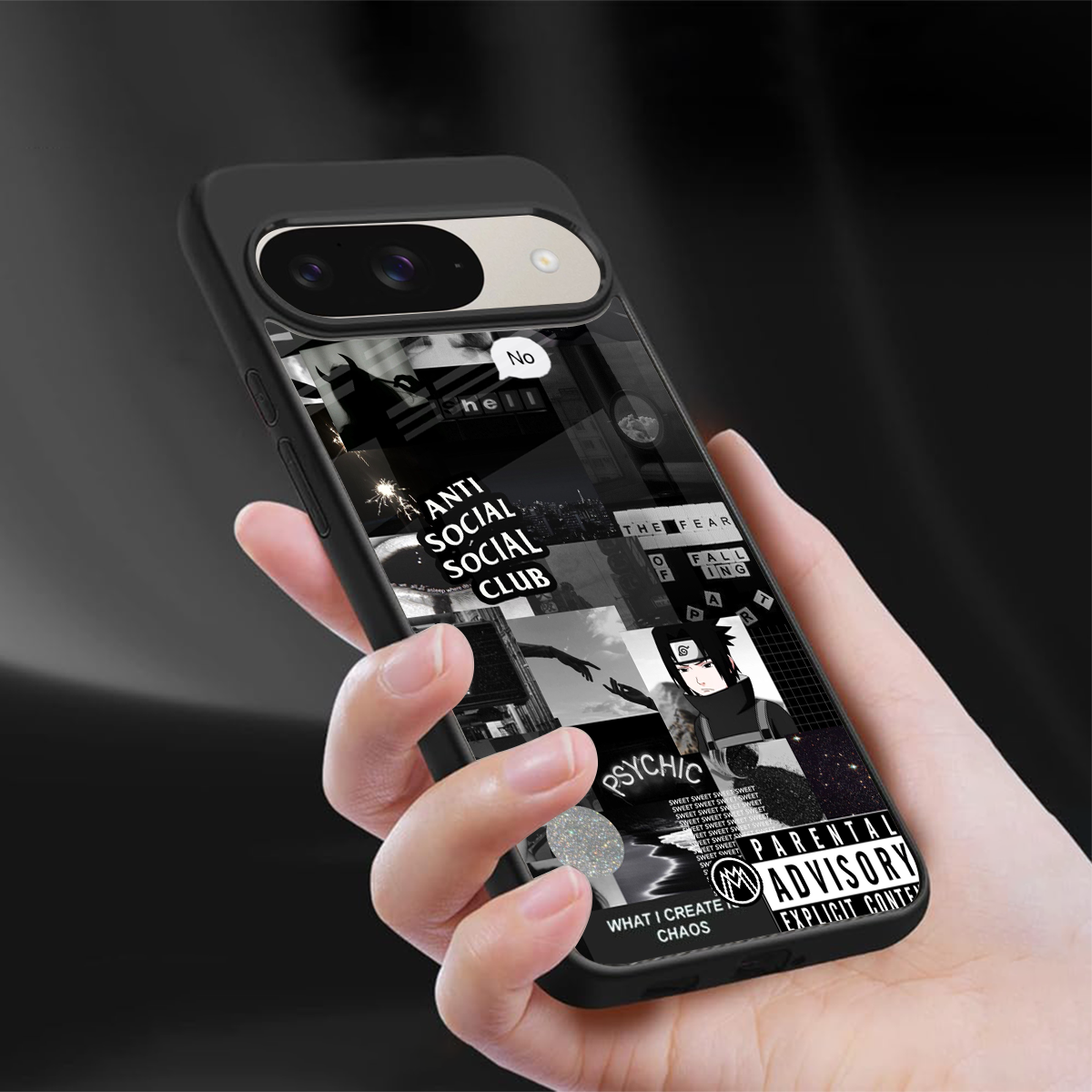 anti social social club dark edition back phone cover | glass case for google pixel 9