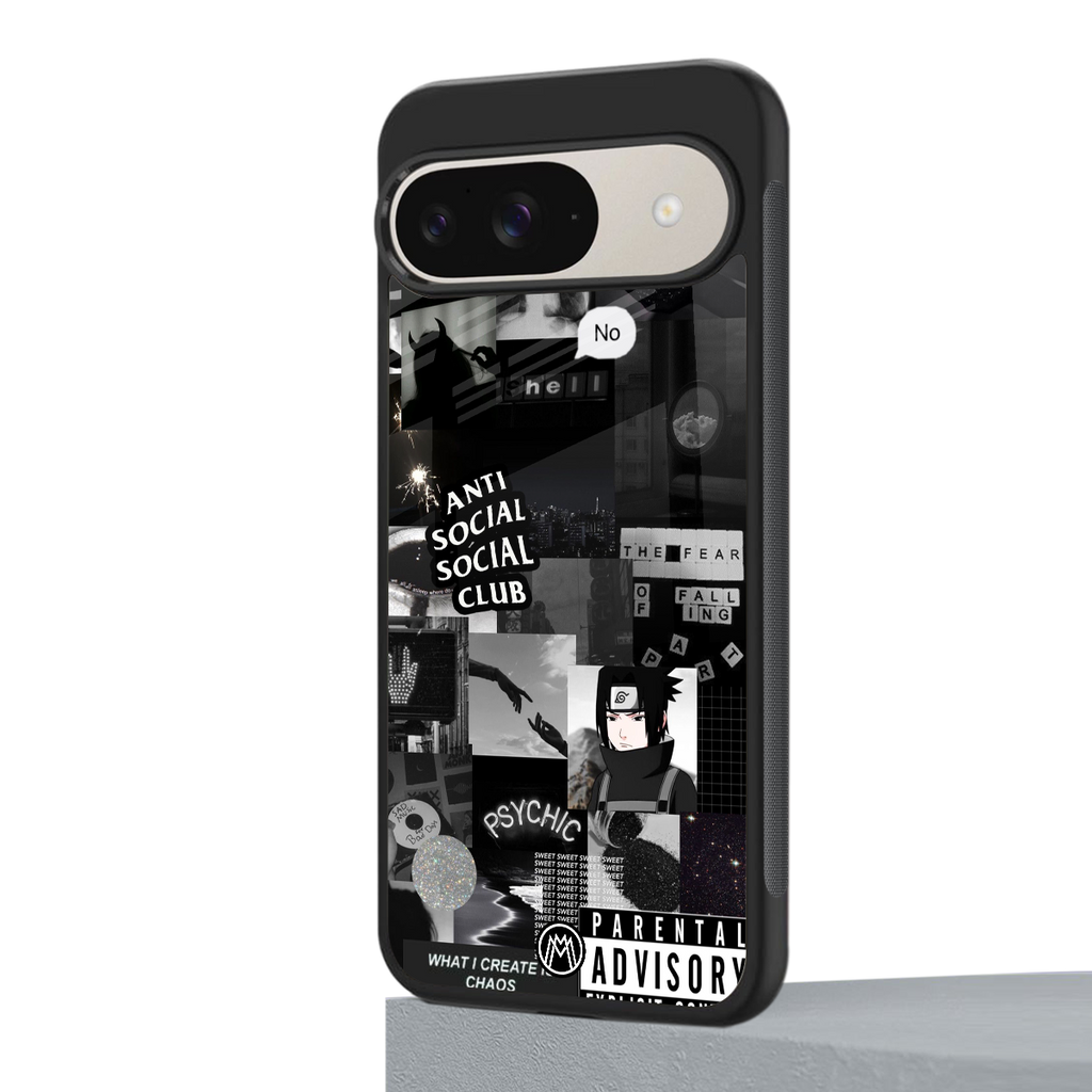 anti social social club dark edition back phone cover | glass case for google pixel 9