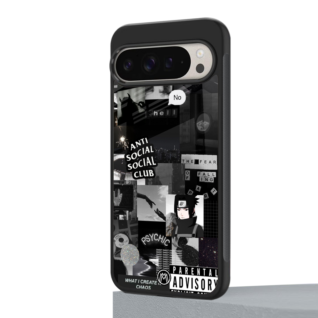 anti social social club dark edition back phone cover | glass case for google pixel 9 pro xl