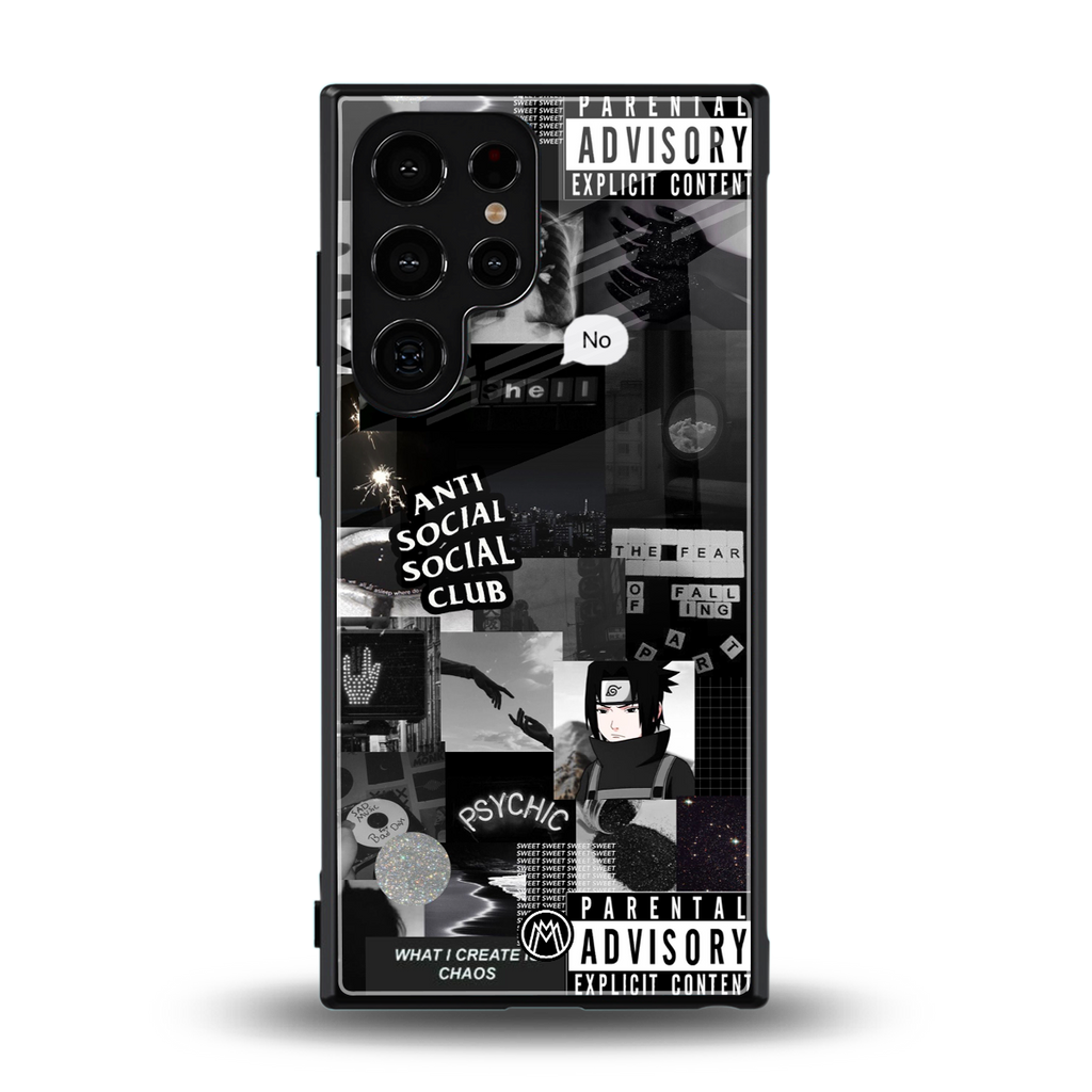 anti social social club dark edition back phone cover | glass case for samsung galaxy s23 ultra