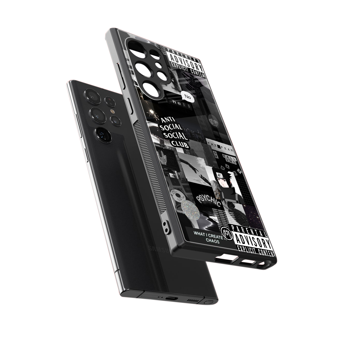 anti social social club dark edition back phone cover | glass case for samsung galaxy s23 ultra