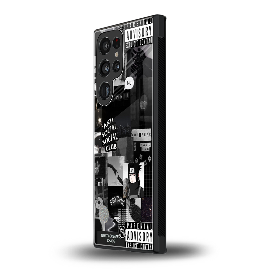 anti social social club dark edition back phone cover | glass case for samsung galaxy s24 ultra