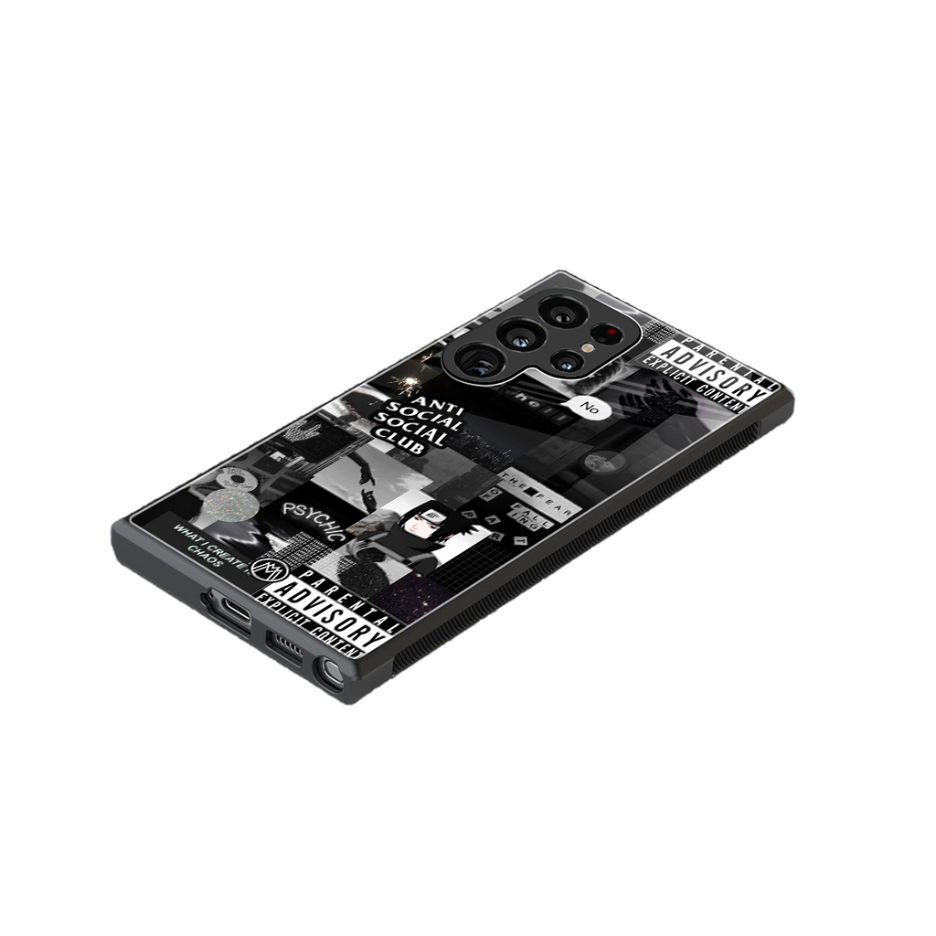 anti social social club dark edition back phone cover | glass case for samsung galaxy s24 ultra