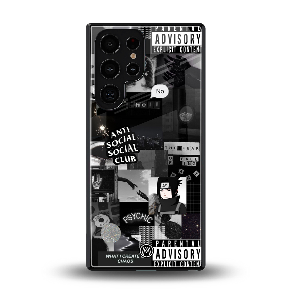 anti social social club dark edition back phone cover | glass case for samsung galaxy s25 ultra