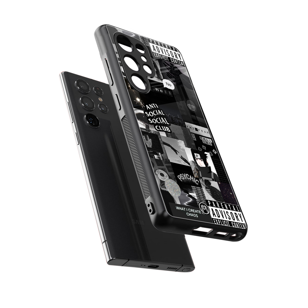 anti social social club dark edition back phone cover | glass case for samsung galaxy s25 ultra