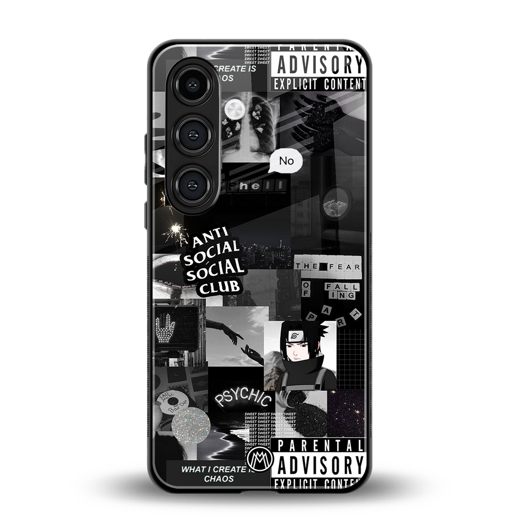 anti social social club dark edition back phone cover | glass case for samsung galaxy s24