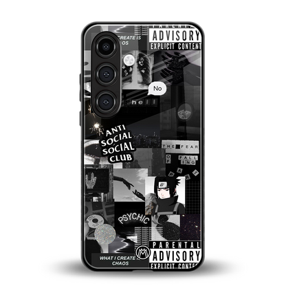 anti social social club dark edition back phone cover | glass case for samsung galaxy s24 fe