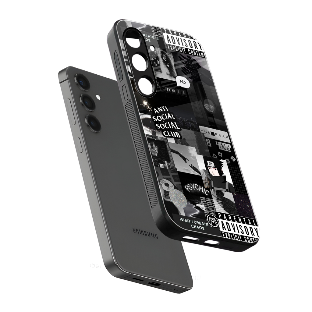 anti social social club dark edition back phone cover | glass case for samsung galaxy s24
