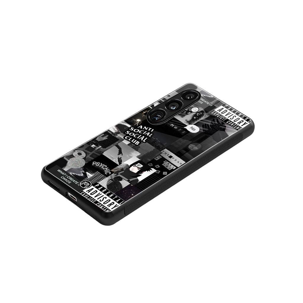 anti social social club dark edition back phone cover | glass case for samsung galaxy s24