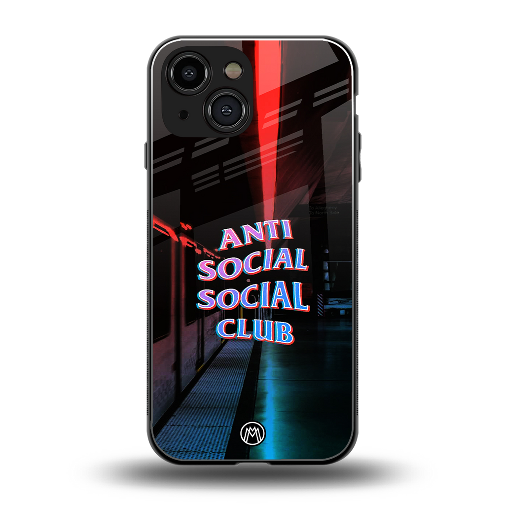 anti social social club back phone cover | glass case for iphone 13 mini