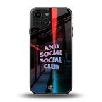 anti social social club back phone cover | glass case for iphone 13 mini