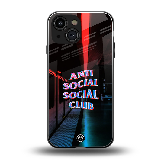 anti social social club back phone cover | glass case for iphone 13 mini