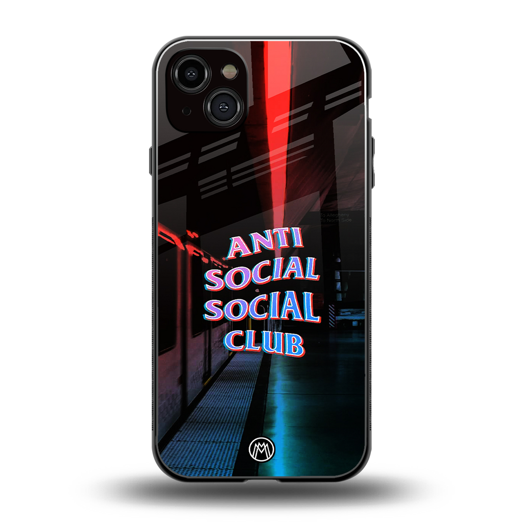 anti social social club back phone cover | glass case for iphone 15 plus