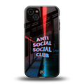 anti social social club back phone cover | glass case for iphone 15 plus