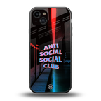 anti social social club back phone cover | glass case for iphone 15 plus