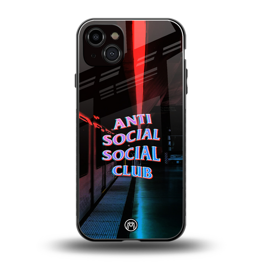 anti social social club back phone cover | glass case for iphone 15 plus