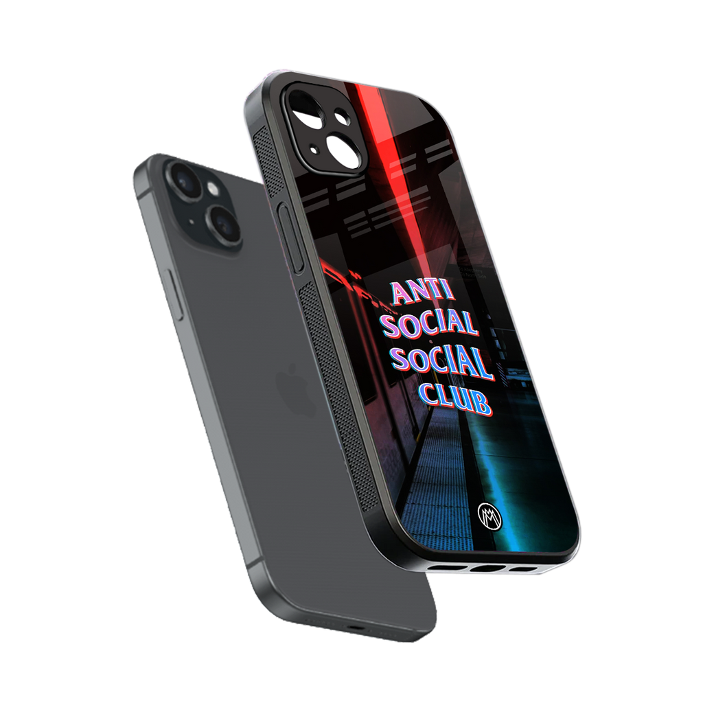 anti social social club back phone cover | glass case for iphone 15 plus