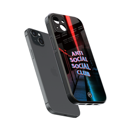 anti social social club back phone cover | glass case for iphone 15 plus