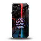 anti social social club back phone cover | glass case for iphone 15 pro max