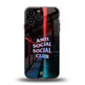 anti social social club back phone cover | glass case for iphone 14 pro max