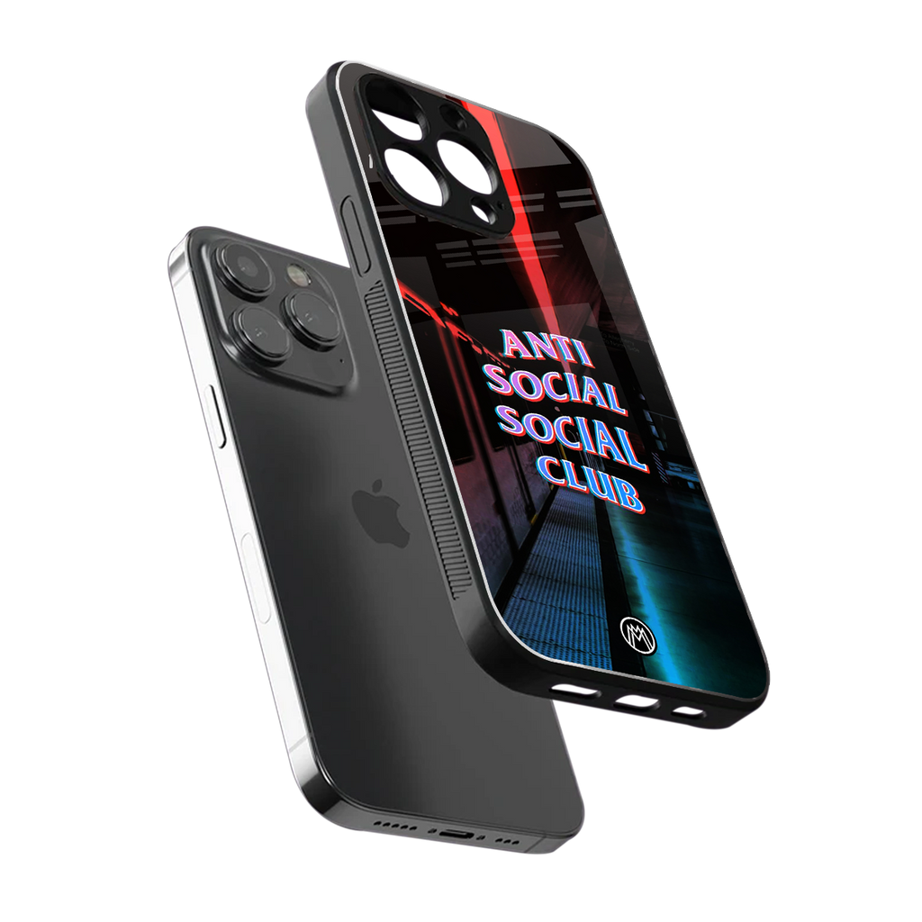anti social social club back phone cover | glass case for iphone 14 pro max