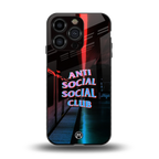 anti social social club back phone cover | glass case for iphone 14 pro